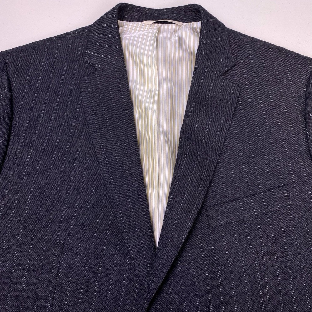 Banana Republic Heritage Blazer Sports Coat 42R Mens Wool Dark Gray Striped